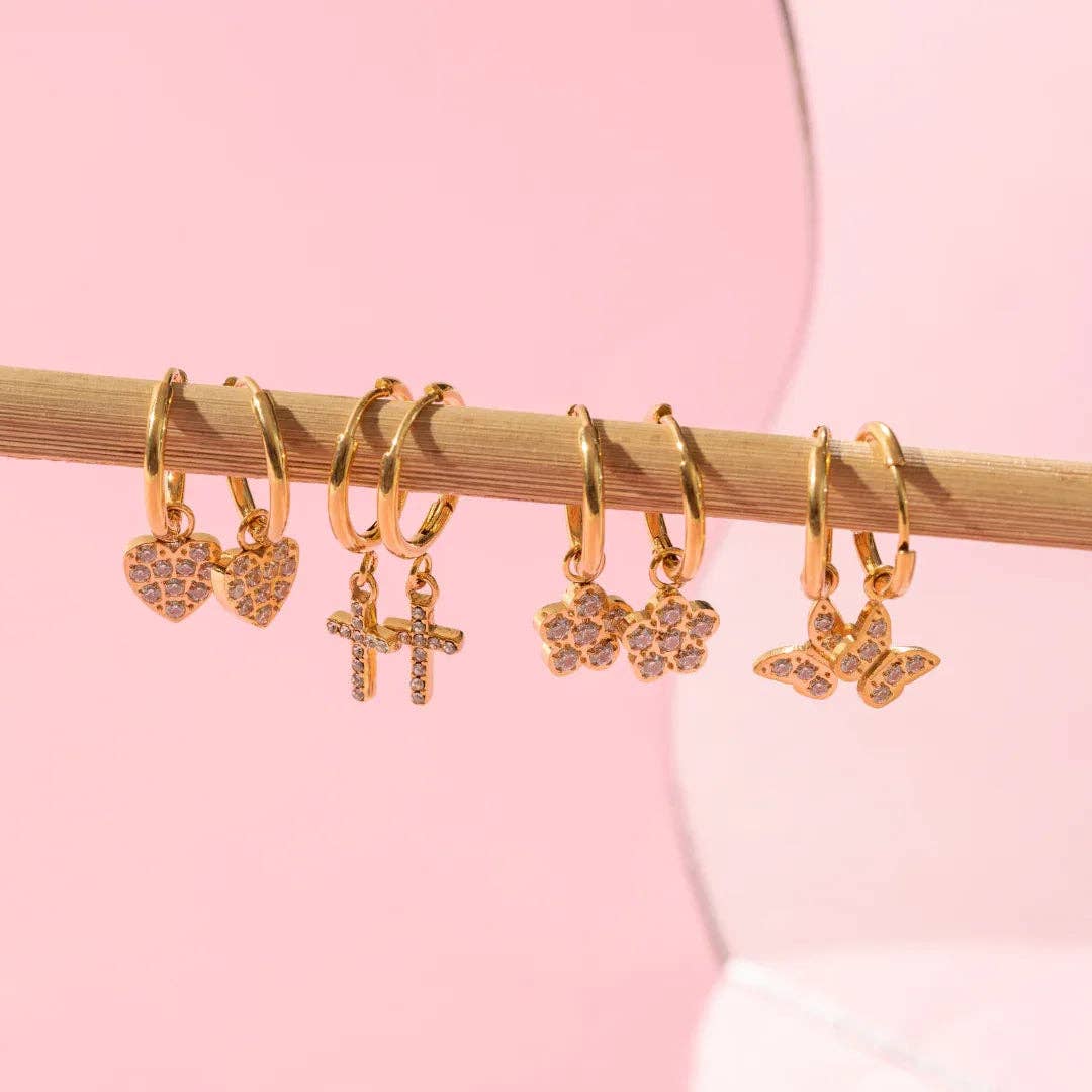 Sparkling Huggies Earrings - HEARTS