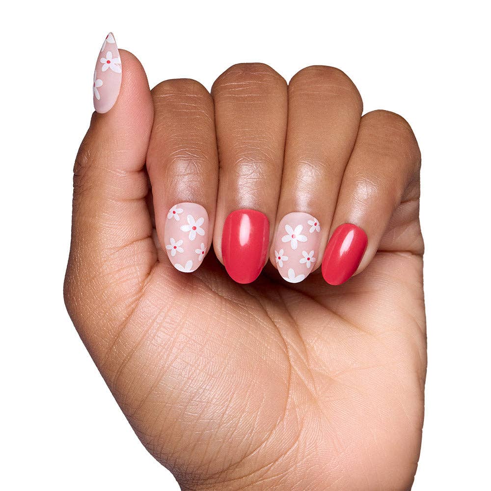 Red Blossom Press-On Nails | Short Oval | Red Floral Love