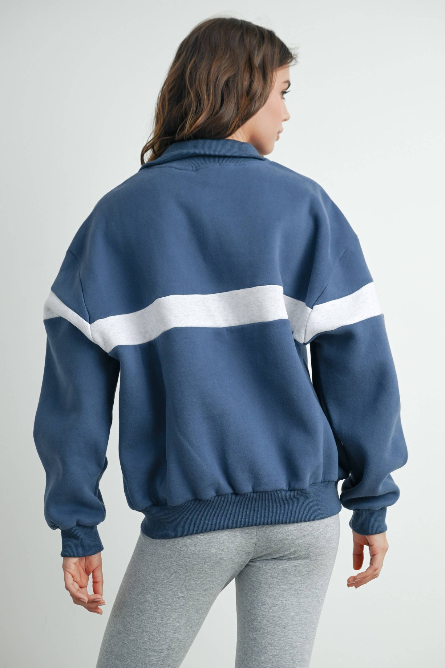 Butter Melon Two-Toned Half Zip Sweatshirt