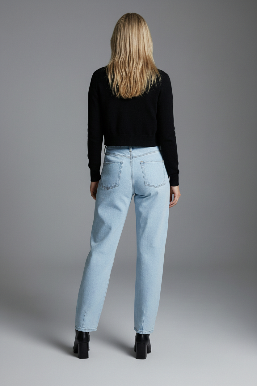 TAPERED MID RISE WIDE BAGGY JEANS