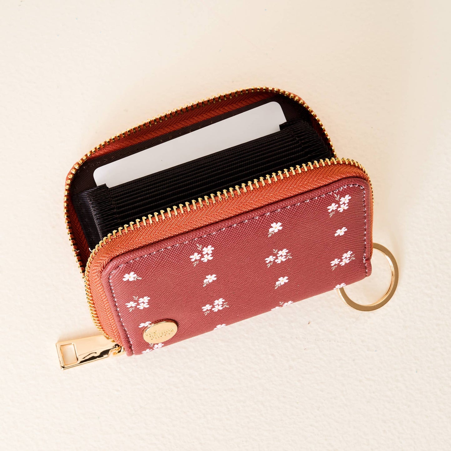 Zip Around Wallet-Pretty Posies Cognac
