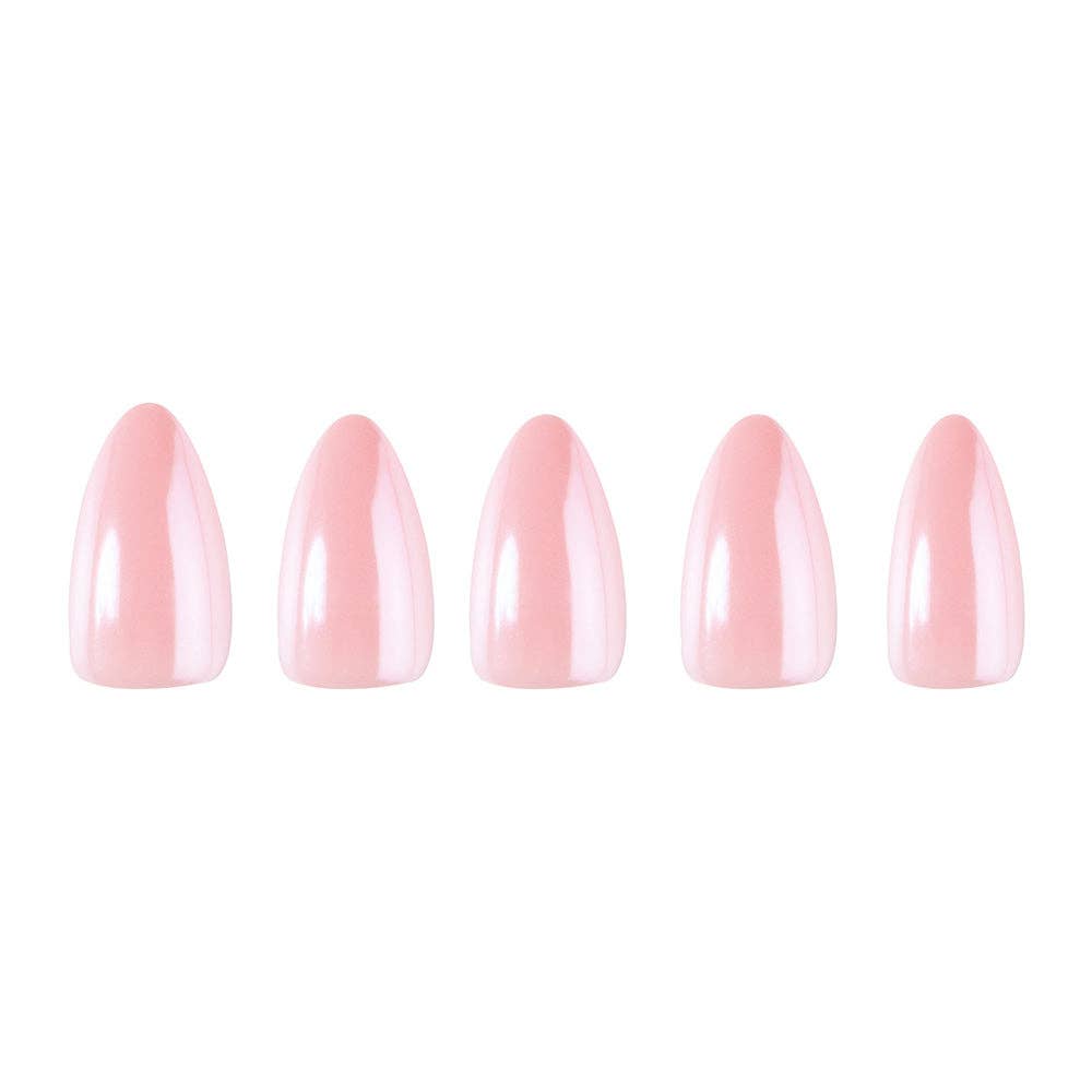 First Kiss Press-On Nails | Short Almond Pink Chrome Finish