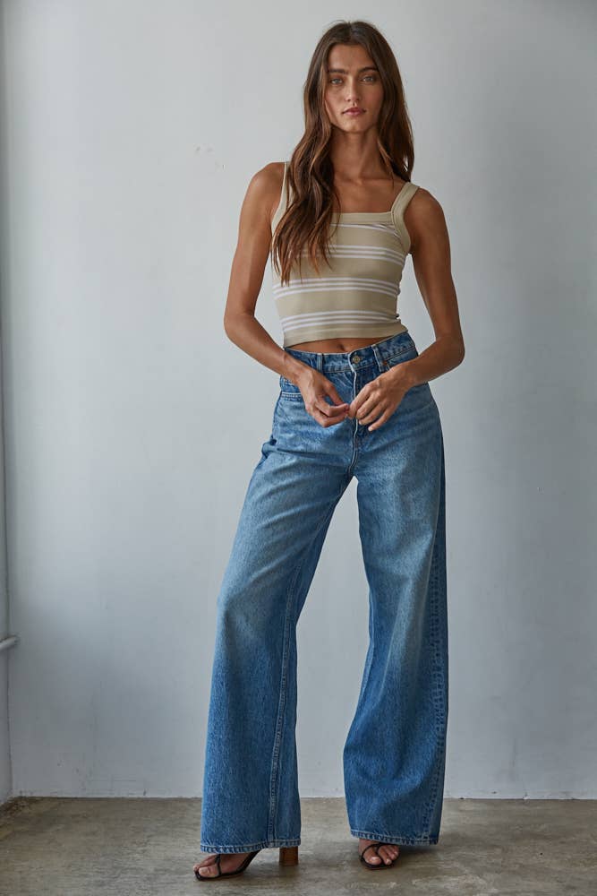 By Together Knit Ribbed Striped Tank