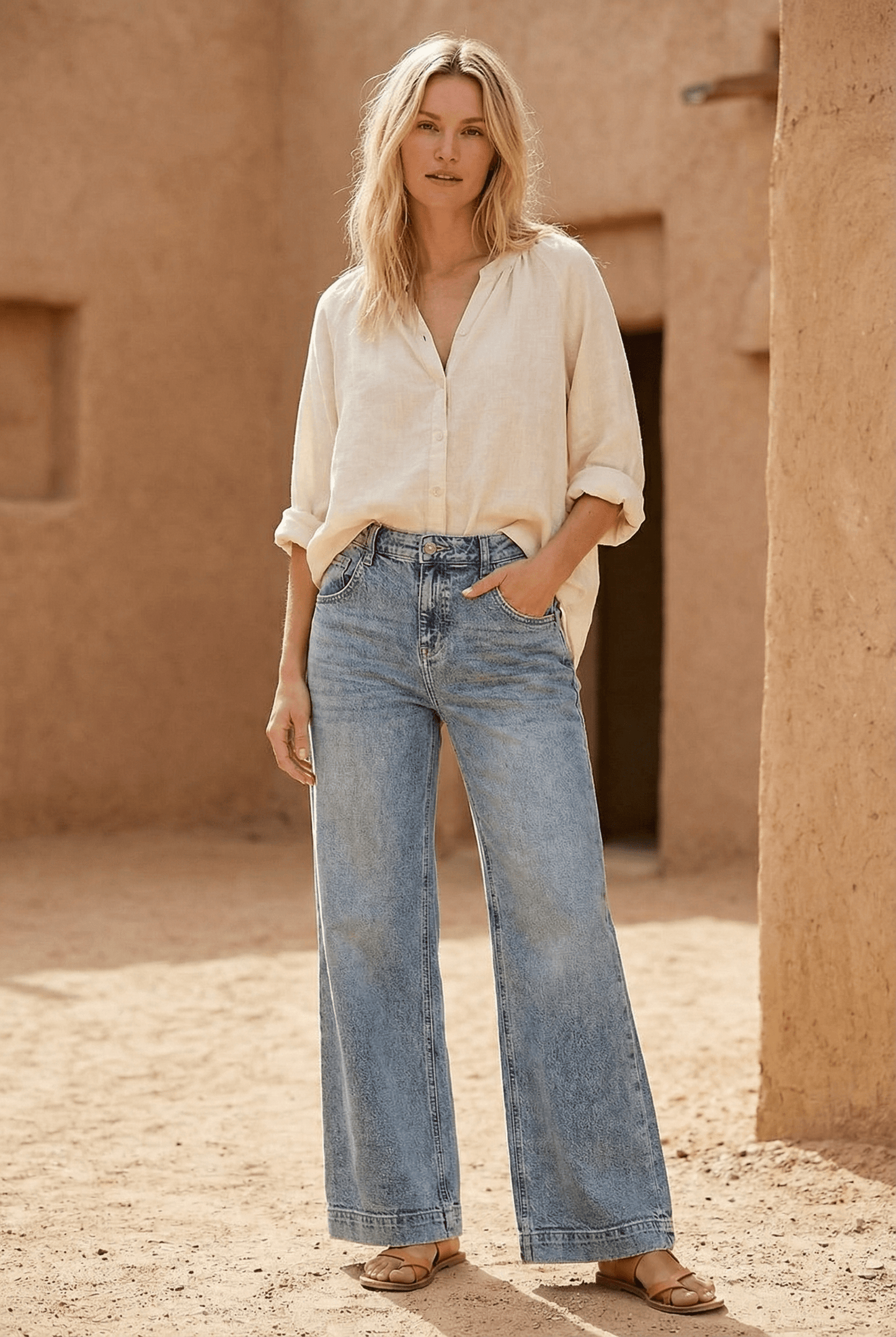 Artemis Vintage High Rise Baggy Jeans w/Adjustable Waist