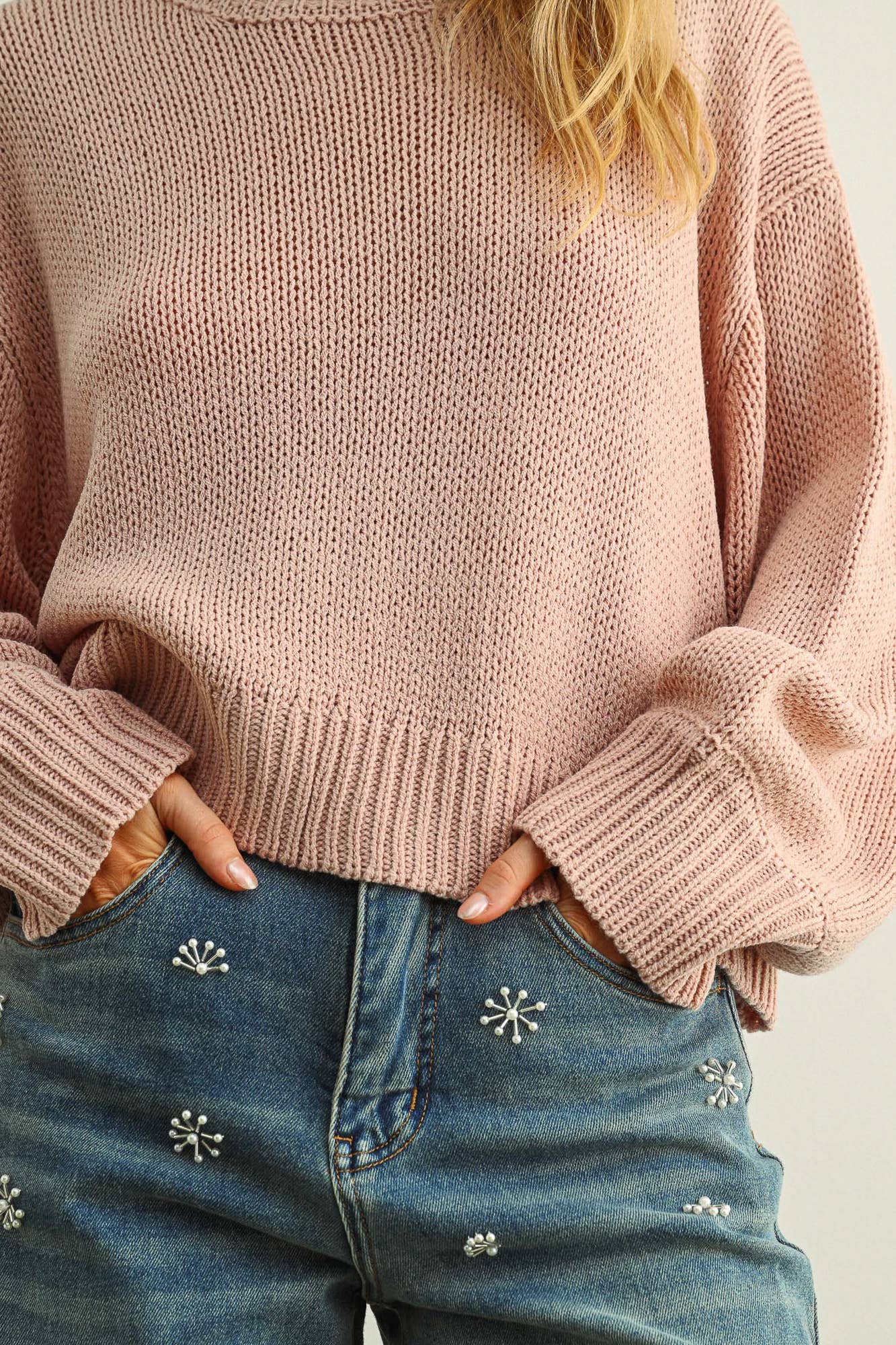 MIOU MUSE BALLON SLEEVE SWEATER TOP