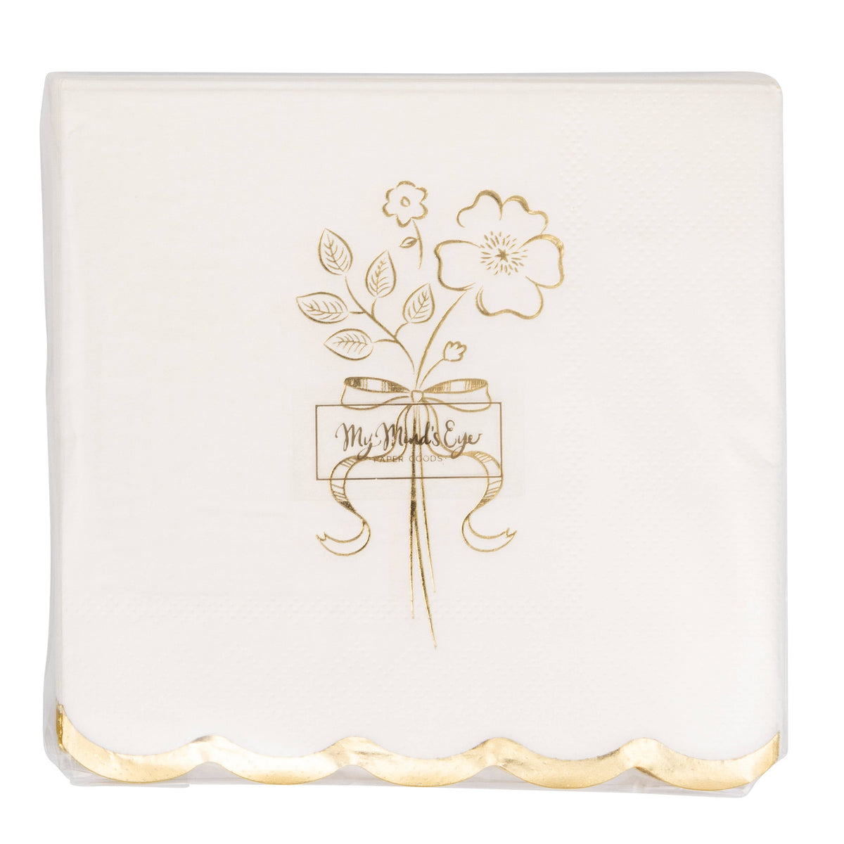 Foil Gold and Cream Cocktail Napkin