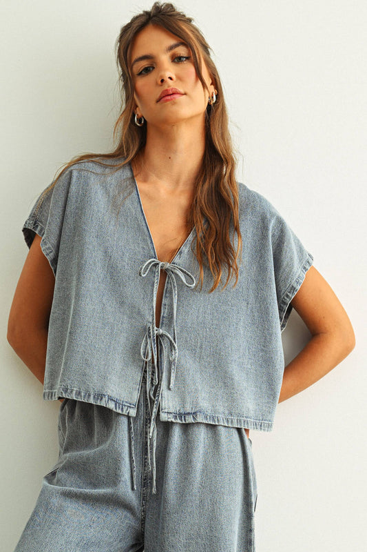 Miou Muse Front Tied Blouse