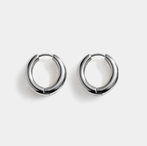 Bizou Silver Stainless Steel Huggie Hoop Earrings - Essence