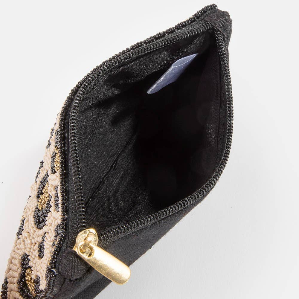 Beaded Leopard Print Coin Purse