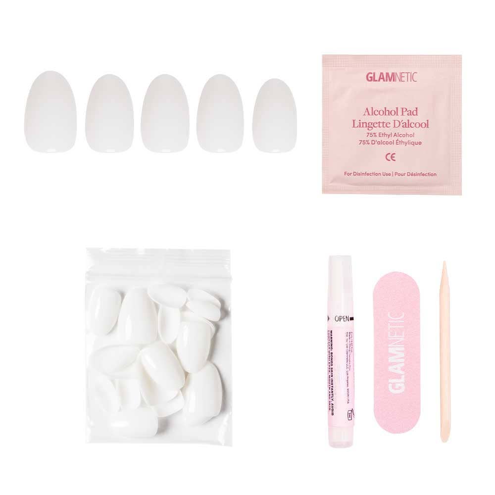 White Swan Press-On Nails | Short Oval Solid Holiday Nails