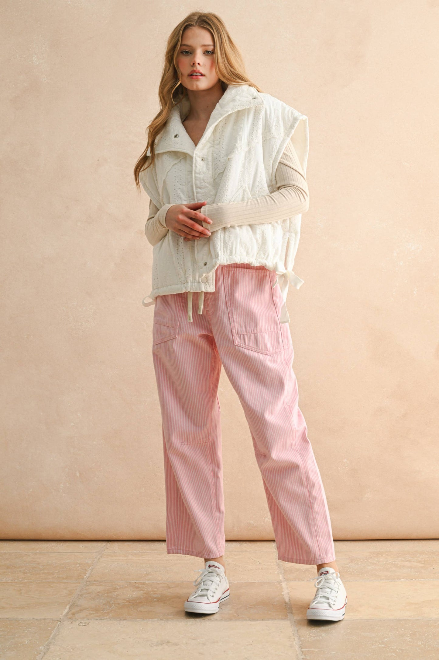 MIOU MUSE STRIPED BARREL PANT