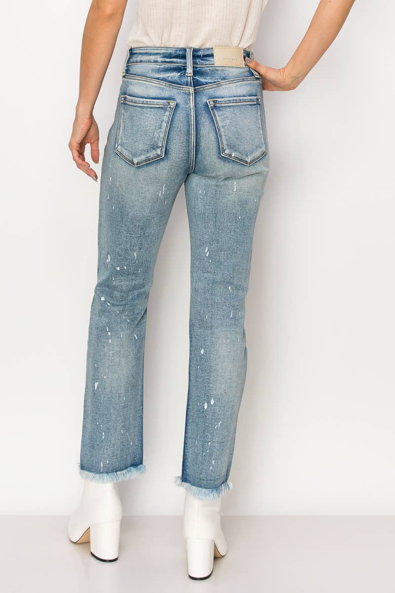 Artemis Vintage High Rise Straight w/Frayed Hem Jean