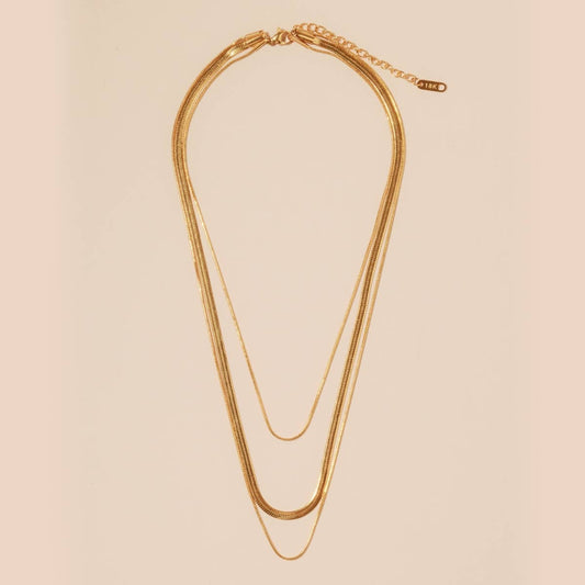 Layered 18K Gold Dip Stainless Steel Basic Necklace