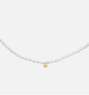 Bizou Pearl Necklace and Gold Ball Charm