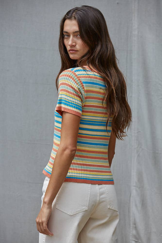 By Together Knit Sweater Cotton Short Sleeve