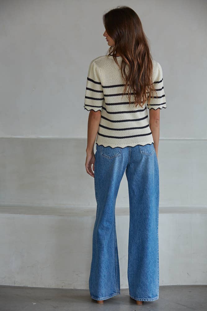 By Together Knit Sweater Cotton Striped Top
