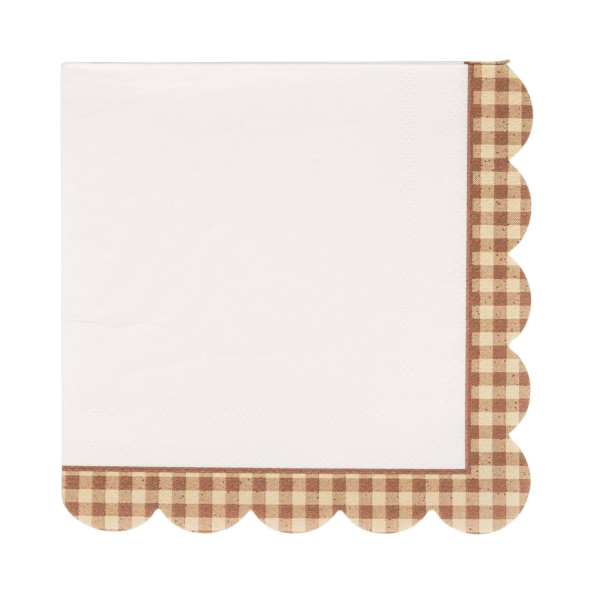 Brown Gingham Edge Cocktail Napkin (24ct)
