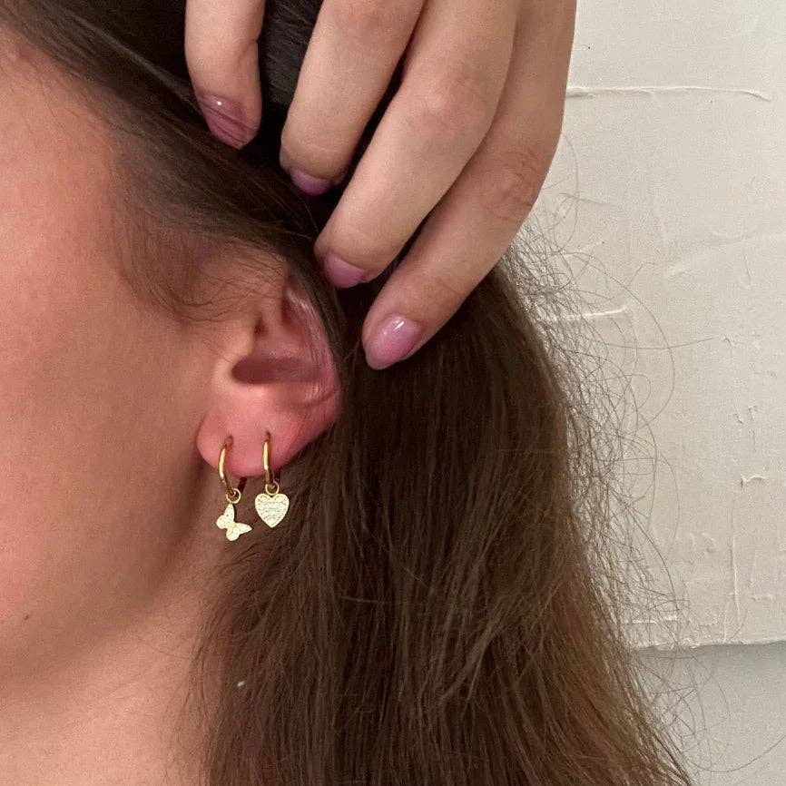 Sparkling Huggies Earrings - HEARTS