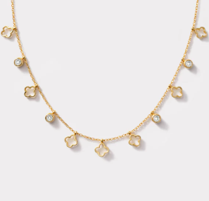 Bizou Gold-plated stainless steel flower necklace with cubic zirconia