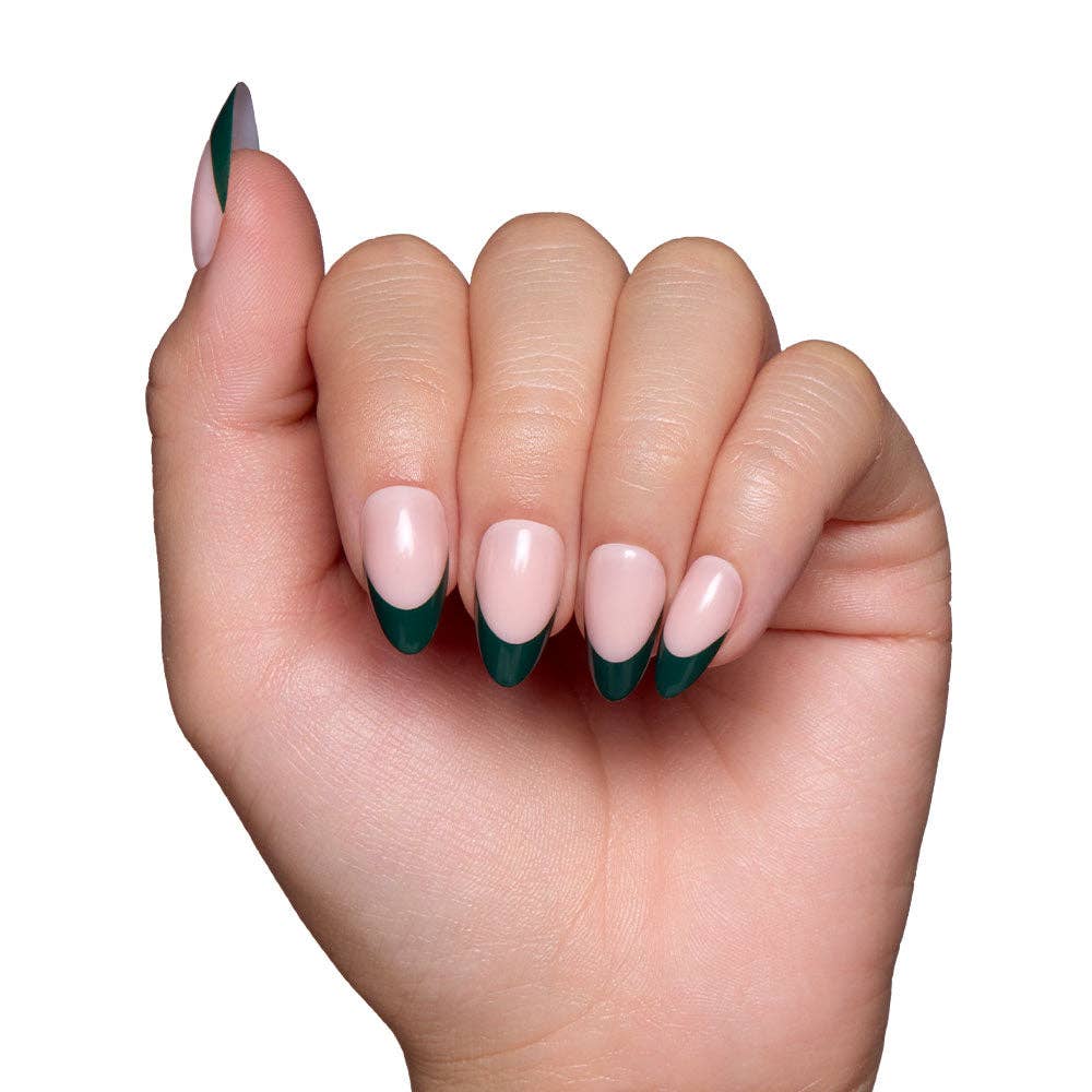 Château Press-On Nails | Green French Tip | Short Almond