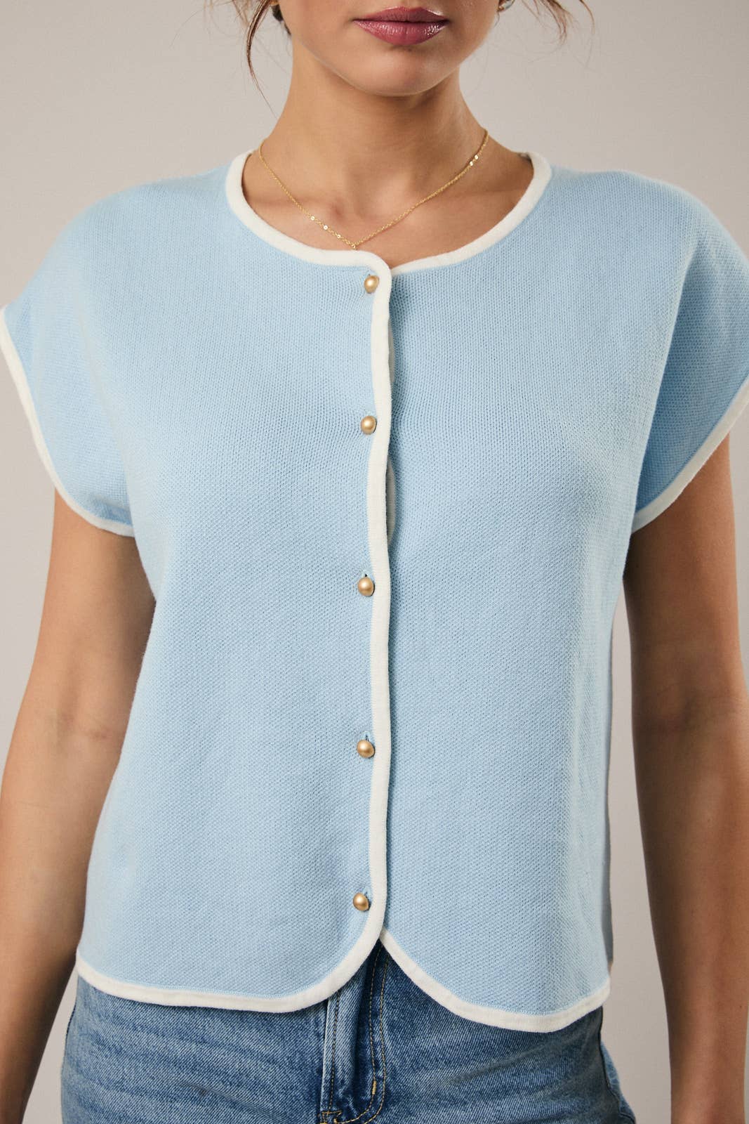Sunday Edition Knit Button Down Top