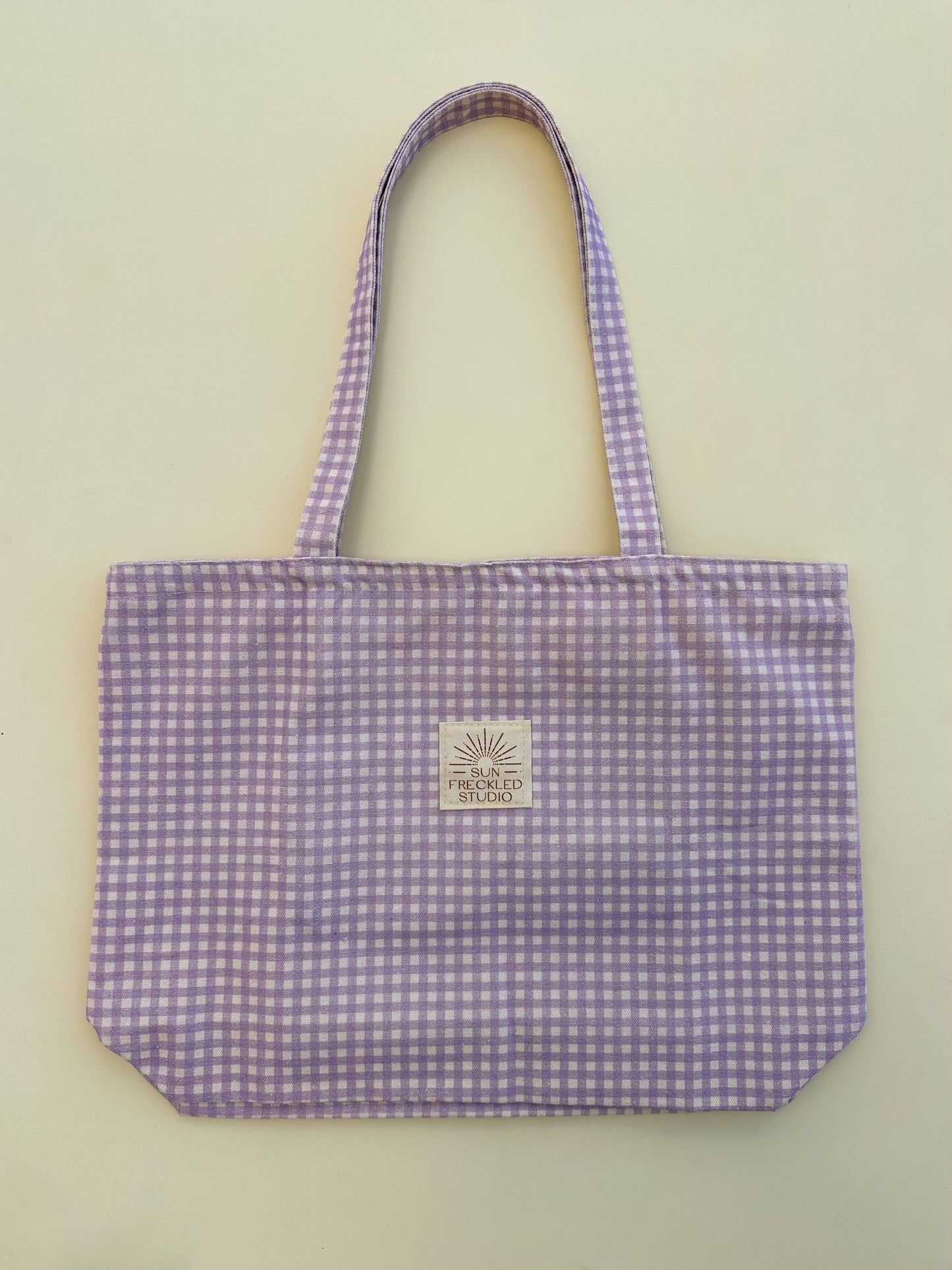 Lavender Gingham Tote Bag