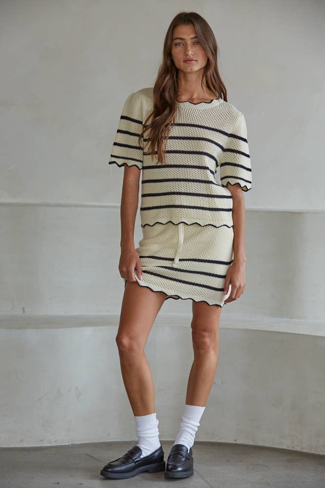 By Together Knit Sweater Cotton Striped Top
