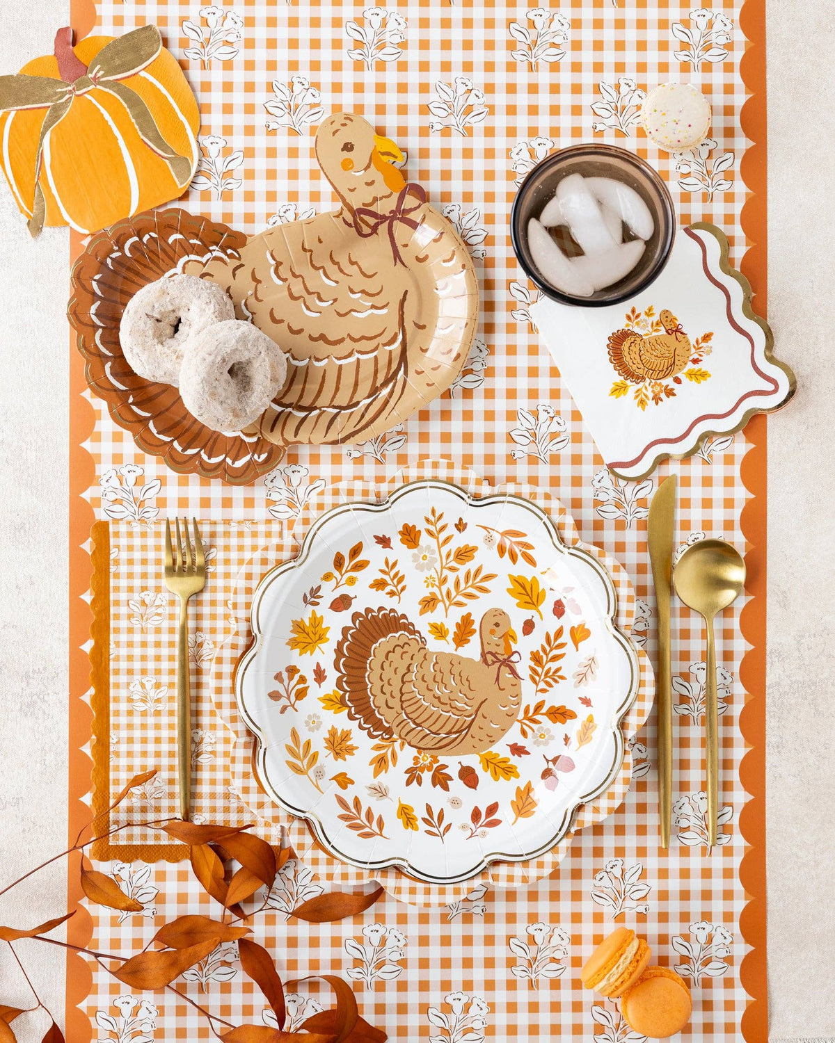 Gingham Happy Thanksgiving Paper Plates