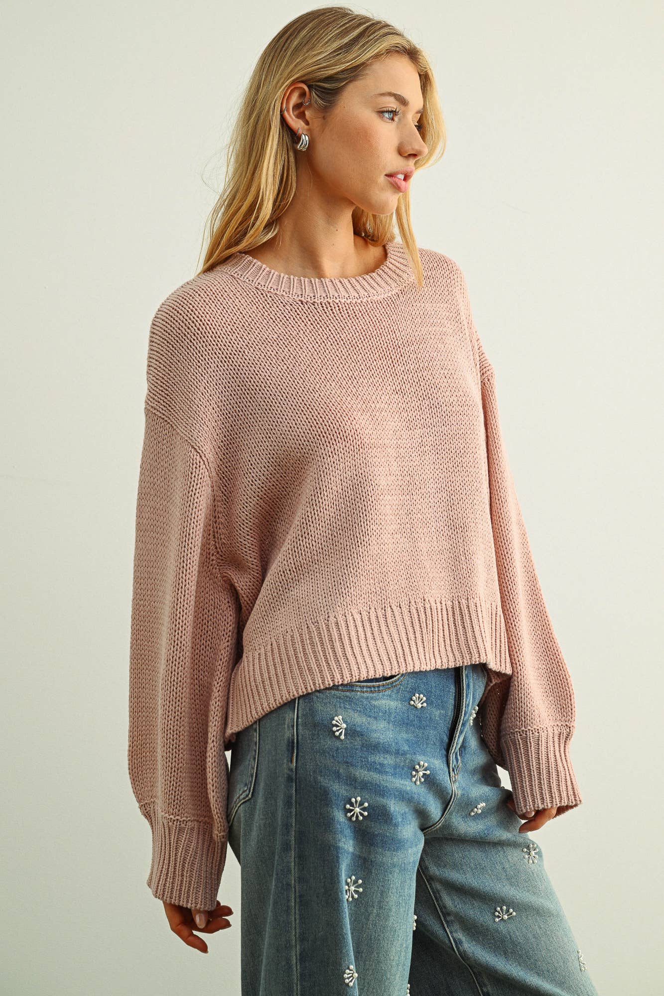 MIOU MUSE BALLON SLEEVE SWEATER TOP