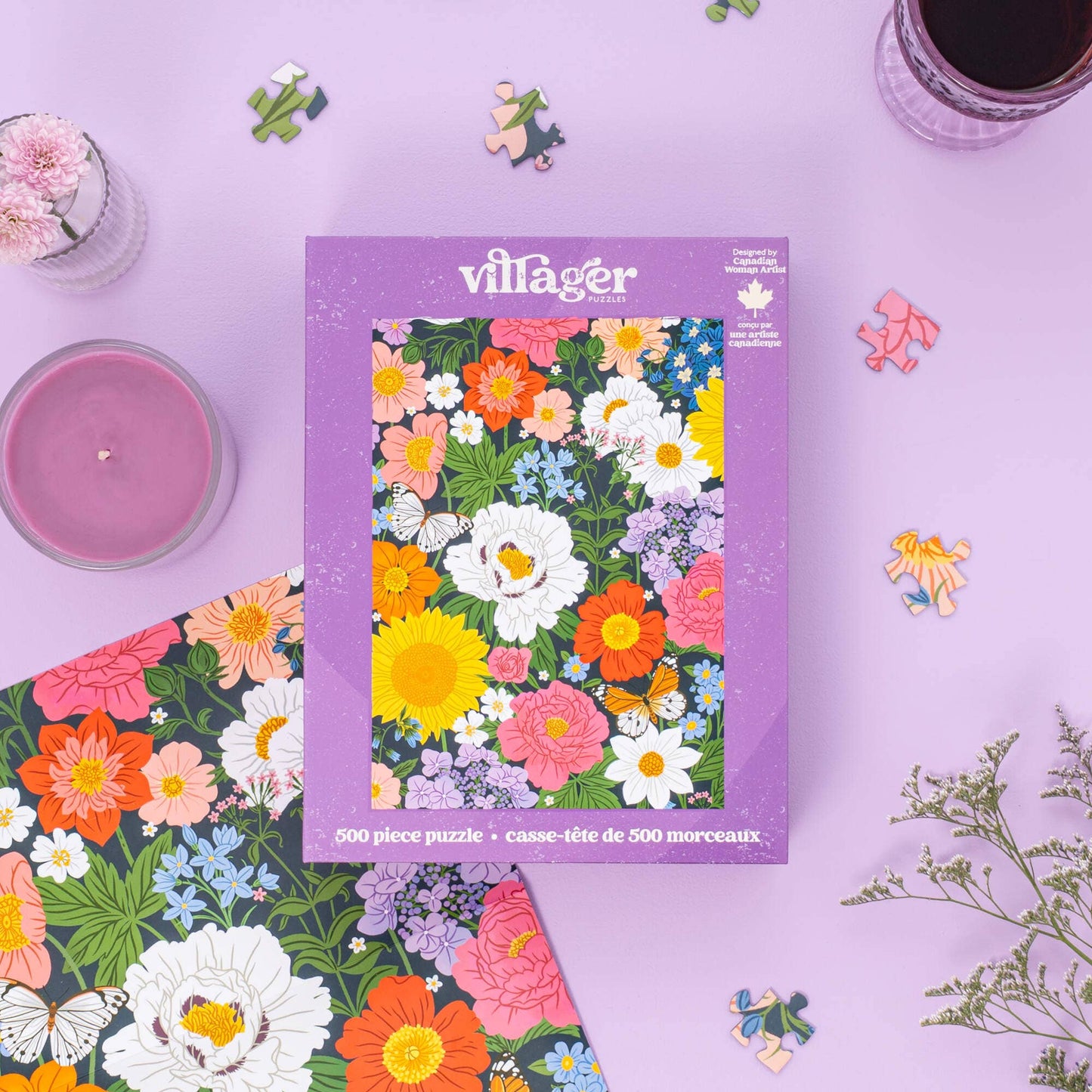 Villager Puzzle Midnight Blooms | 500-Piece Puzzle | Designed in Canada