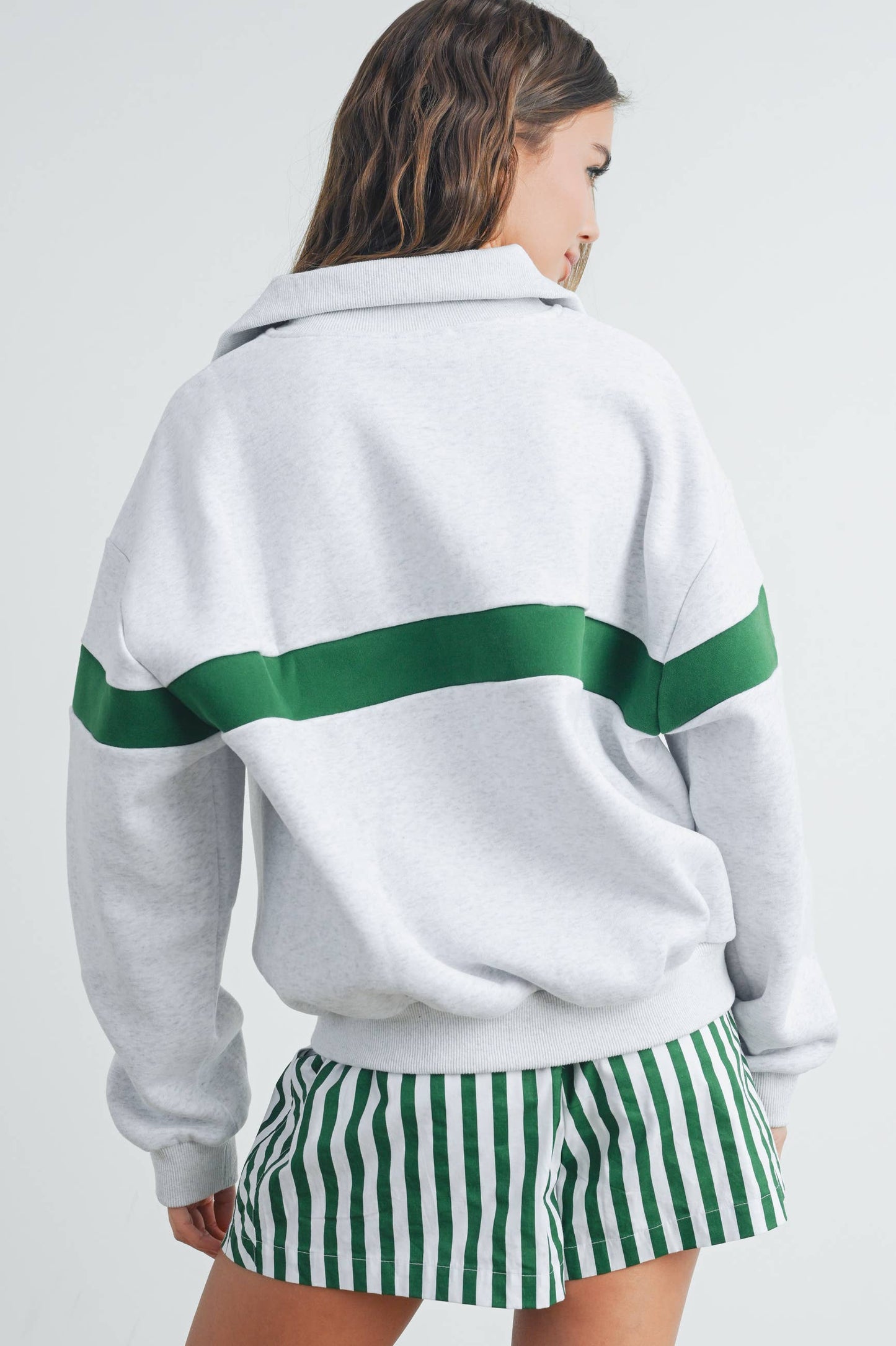 Butter Melon Two-Toned Half Zip Sweatshirt