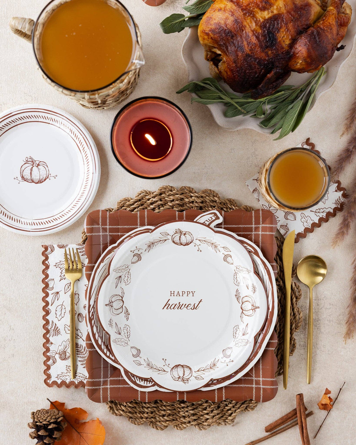 Deep Brown Windowpane Paper Plates