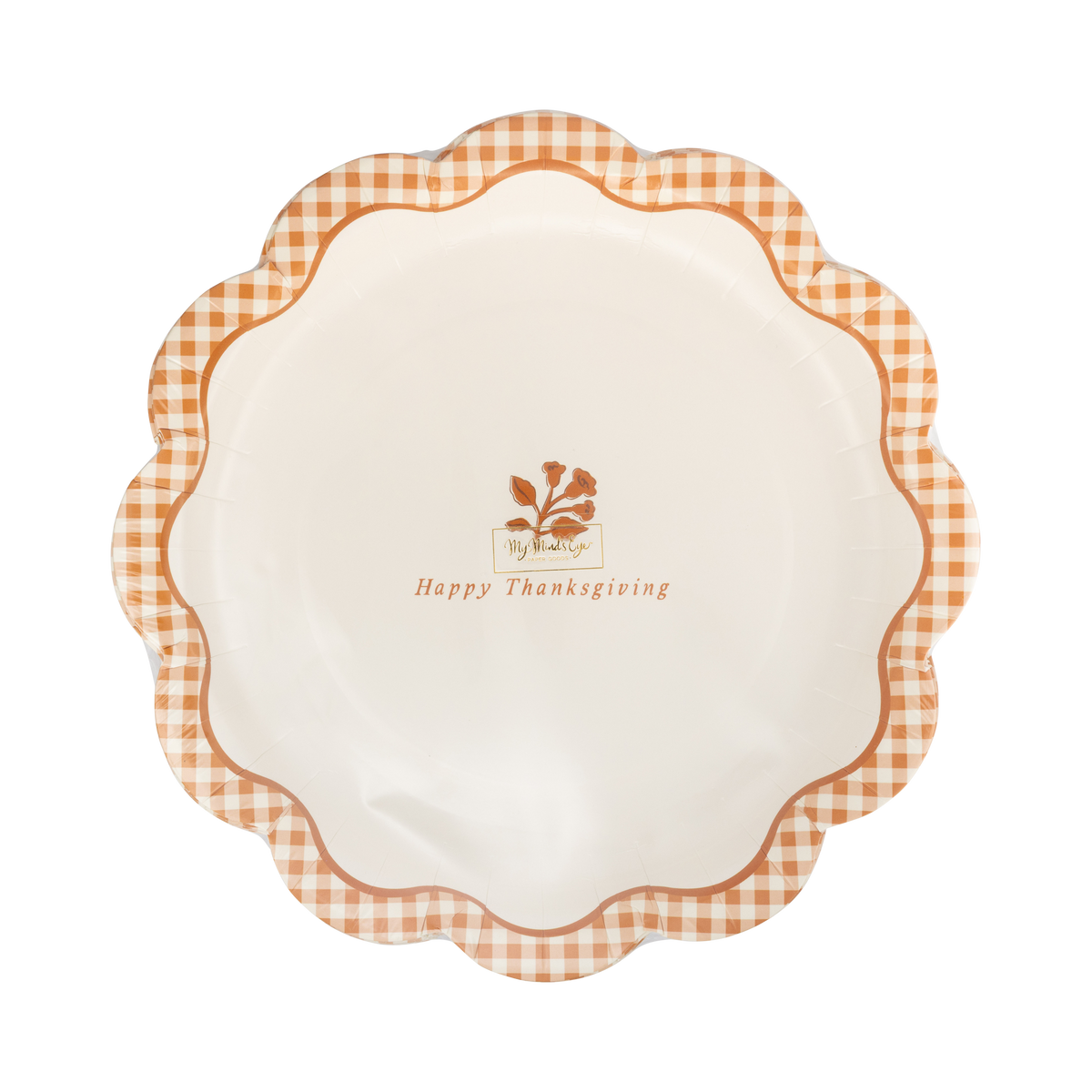 Gingham Happy Thanksgiving Paper Plates
