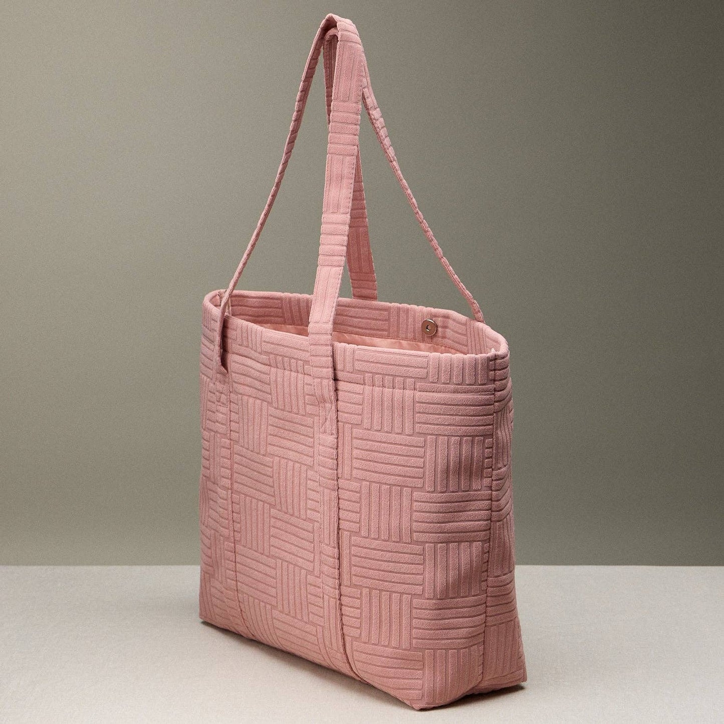 Quilted Tote Bag with Woven Texture