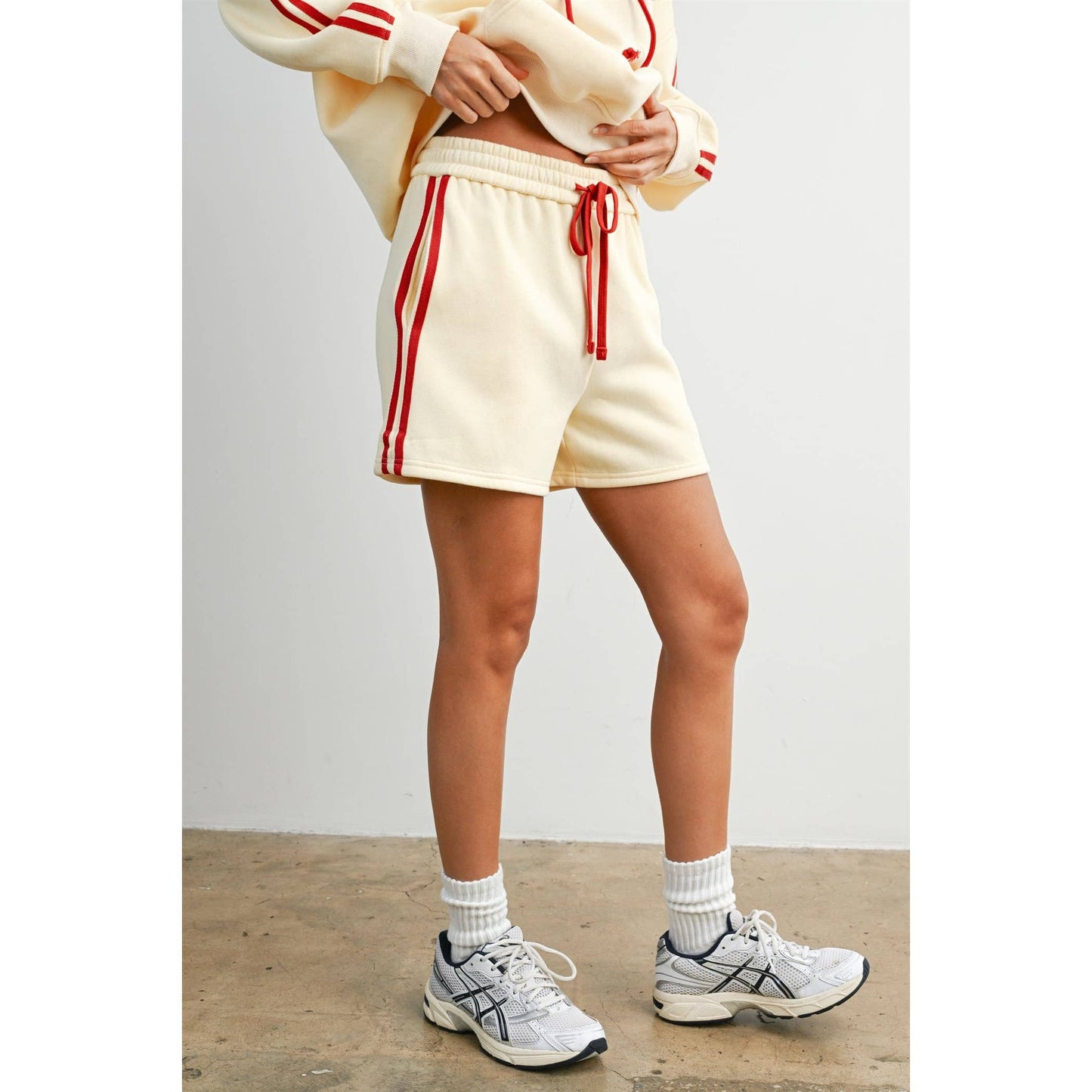 ButterMelon Contrast Striped Drawstring Shorts