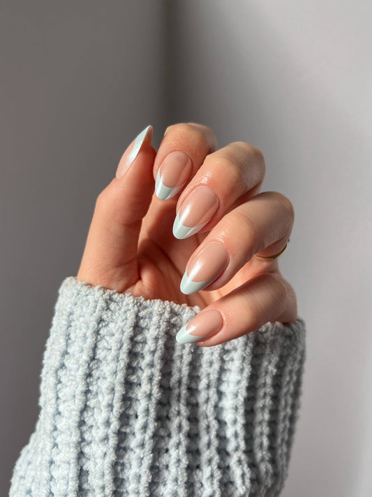 Blueberry Icing Press-On Nails | Baby Blue French Tip
