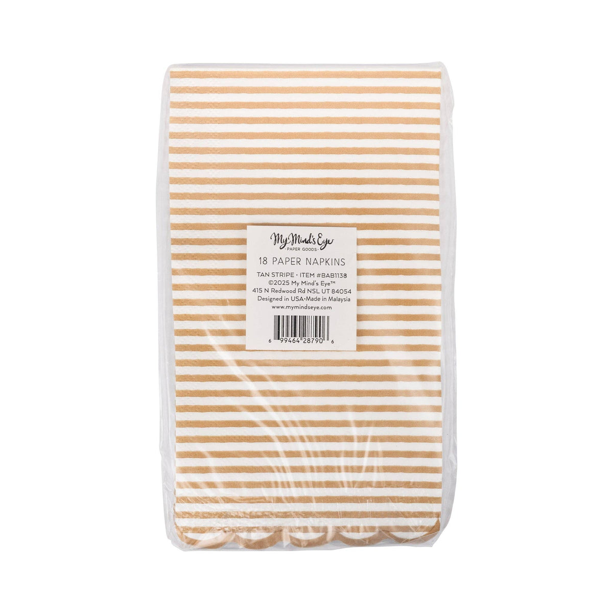 Tan Striped Dinner Dinner Napkin