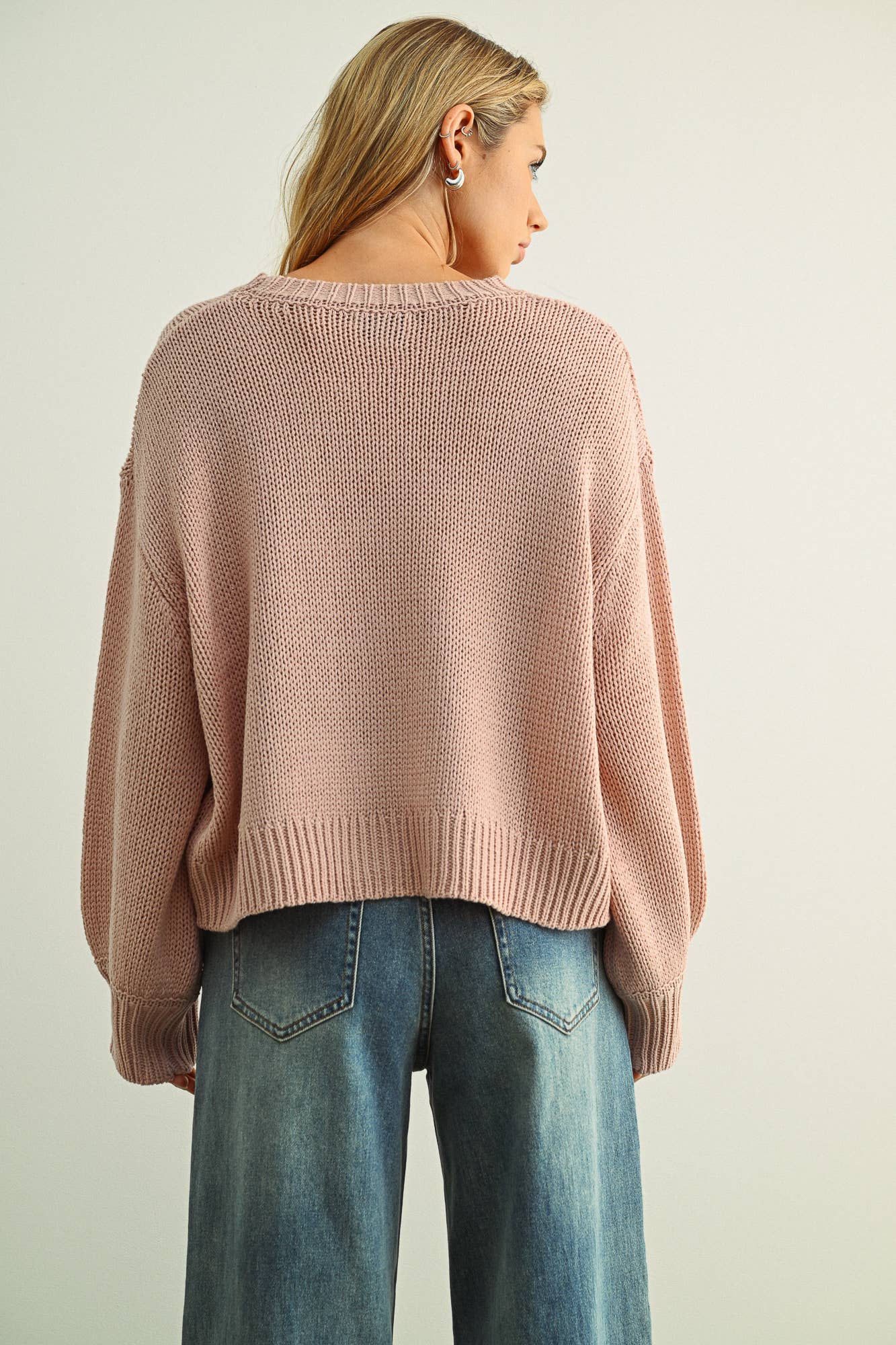 MIOU MUSE BALLON SLEEVE SWEATER TOP