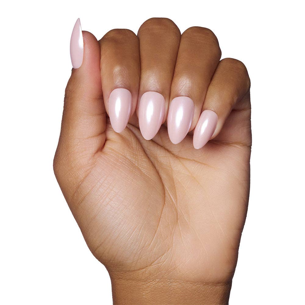 First Kiss Press-On Nails | Short Almond Pink Chrome Finish