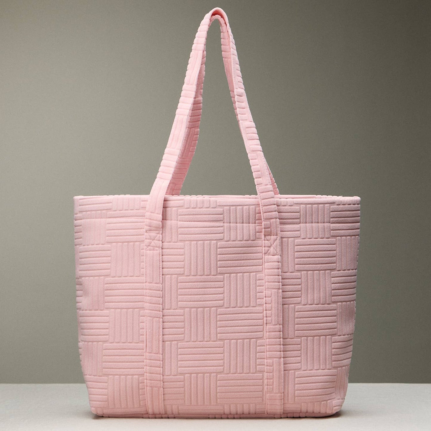 Quilted Tote Bag with Woven Texture