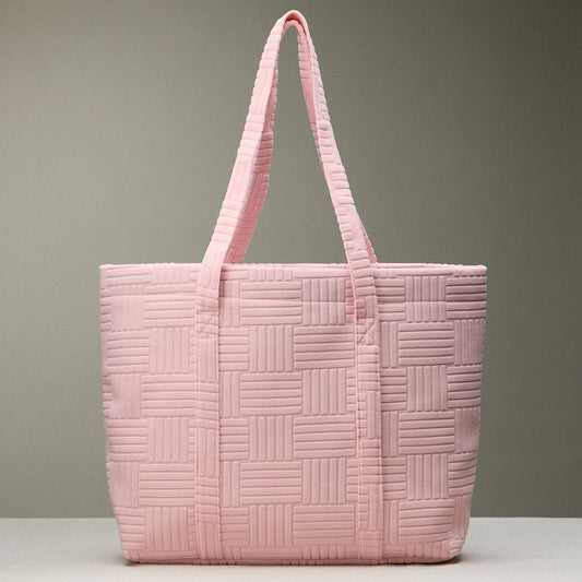 Quilted Tote Bag with Woven Texture