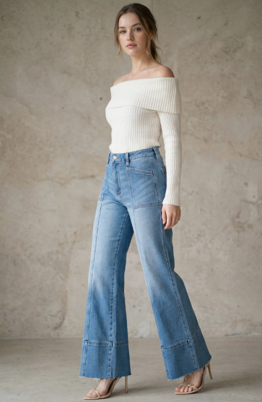High Rise Tummy Control Palazzo Jeans