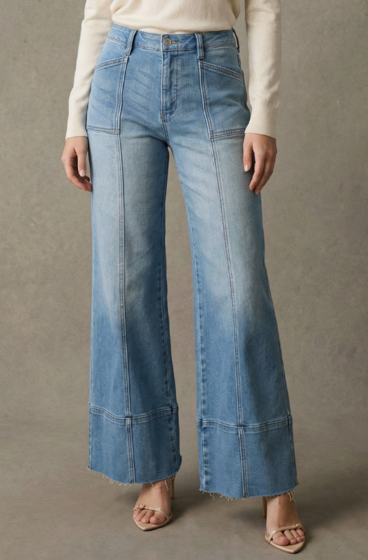 High Rise Tummy Control Palazzo Jeans