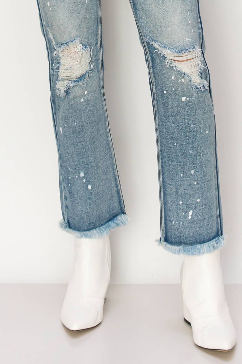 Artemis Vintage High Rise Straight w/Frayed Hem Jean