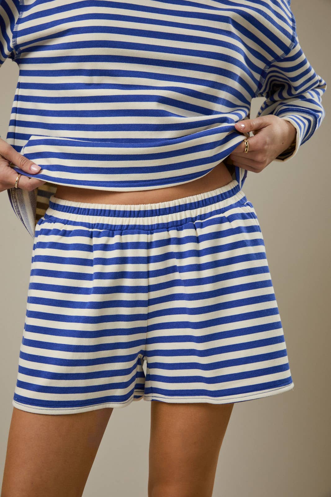 Sunday Edition Striped Sweatshirt and Shorts Set