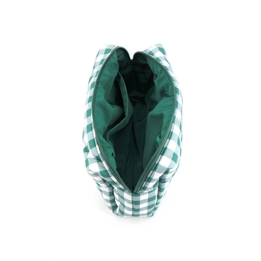 Gingham Check Puffer Zip Pouch