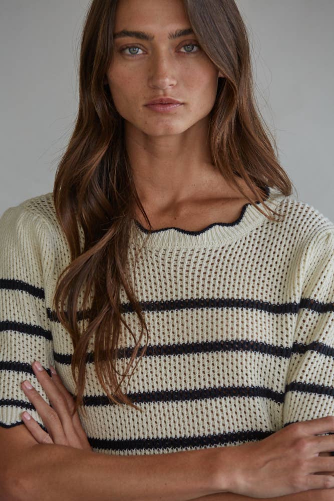 By Together Knit Sweater Cotton Striped Top