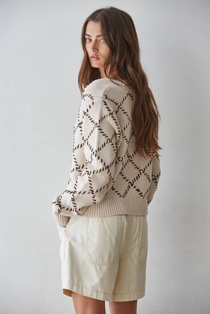 By Together Diamond Stitch Detail Cardigan