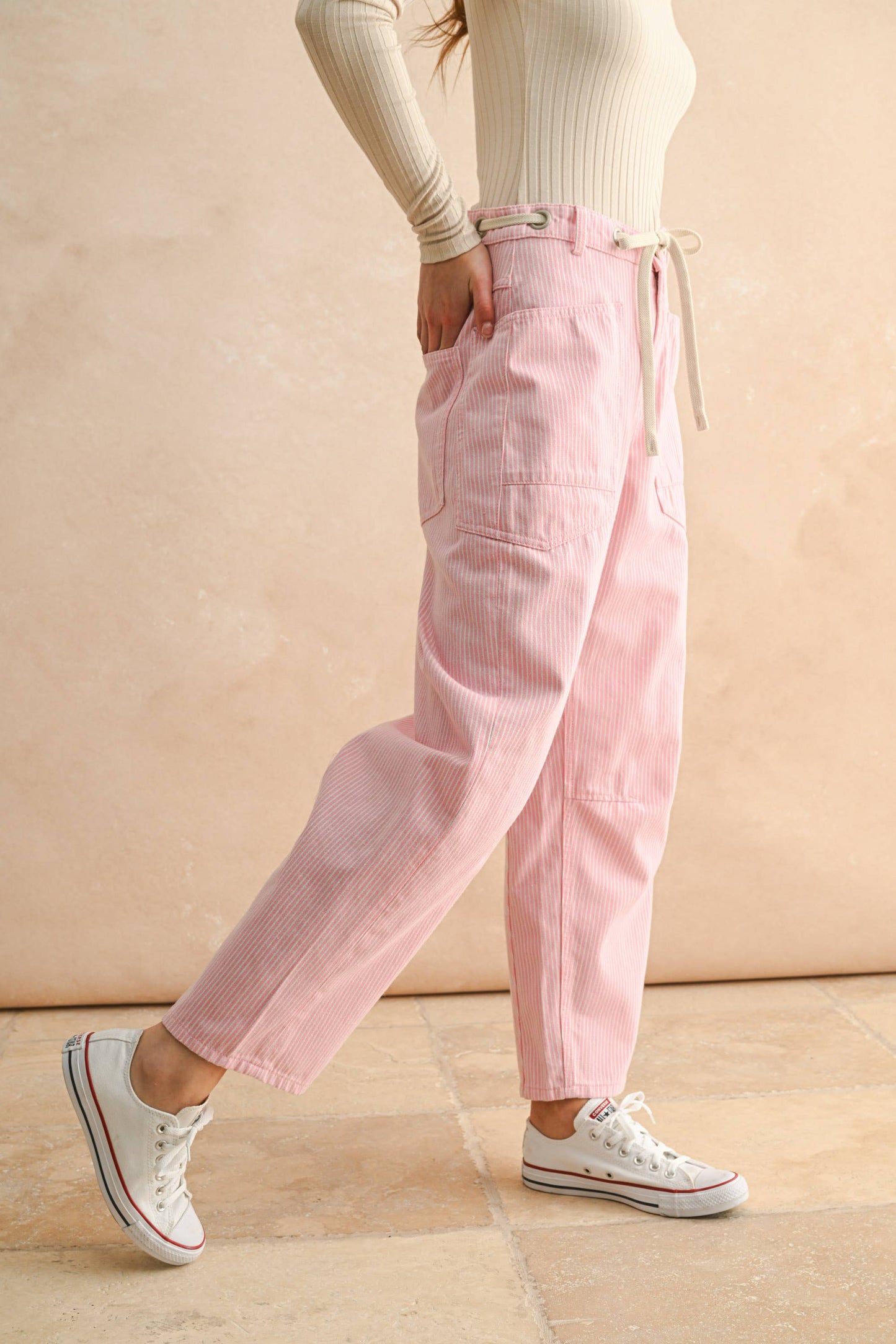 MIOU MUSE STRIPED BARREL PANT