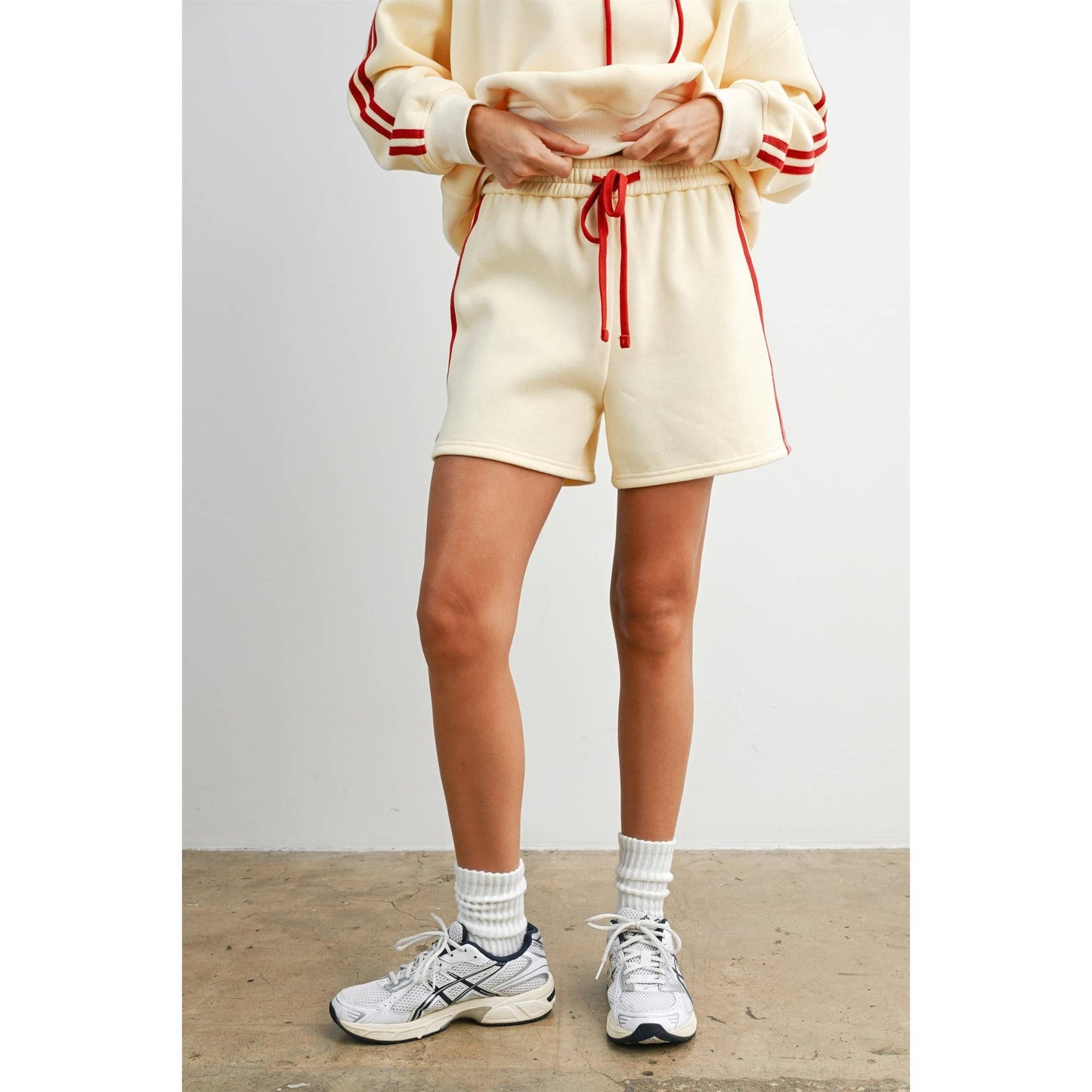 ButterMelon Contrast Striped Drawstring Shorts